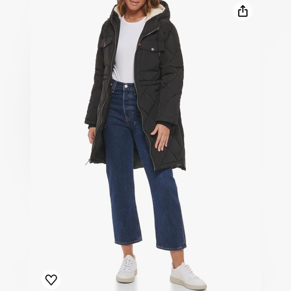 Levi's Women's Soft Sherpa Lined Diamond Quilted Long Parka Jacket